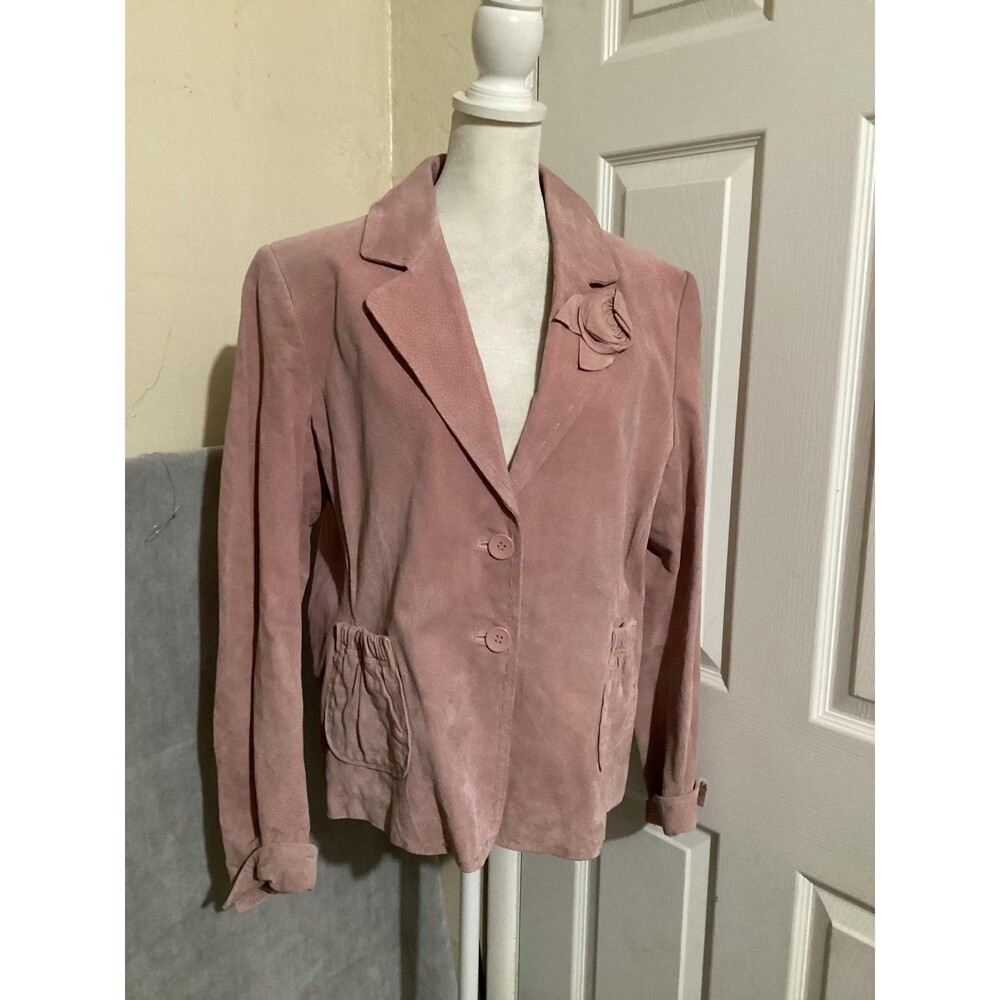 Wilsons Leather Mauve Suede Blazer with Rosette Accent